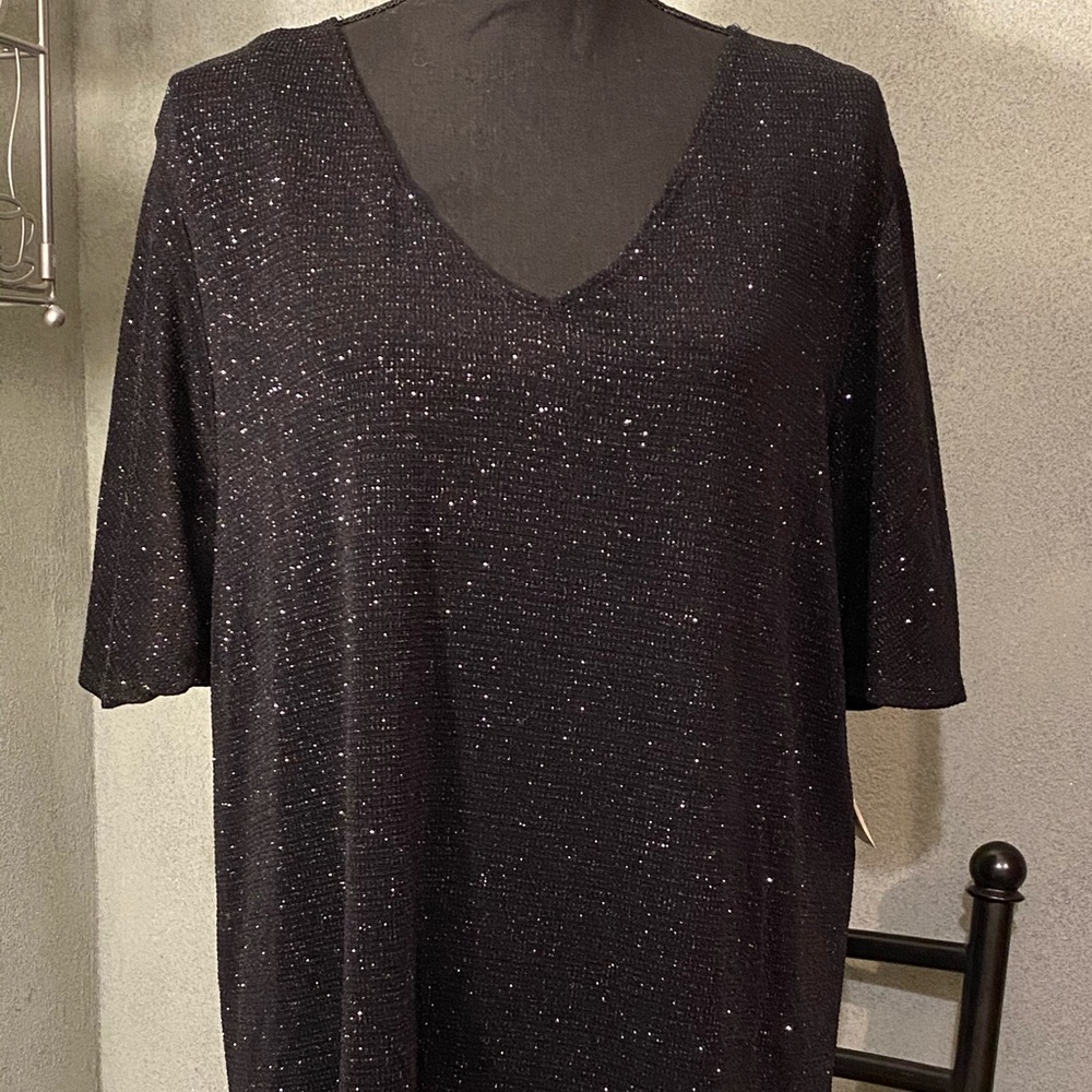 Helen Blake black sparkly cap sleeve Top